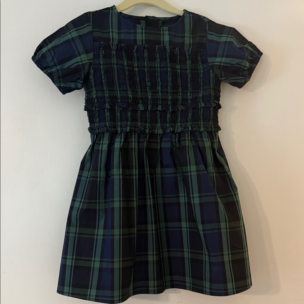 Crewcuts Plaid Dress in Navy and Forest Green